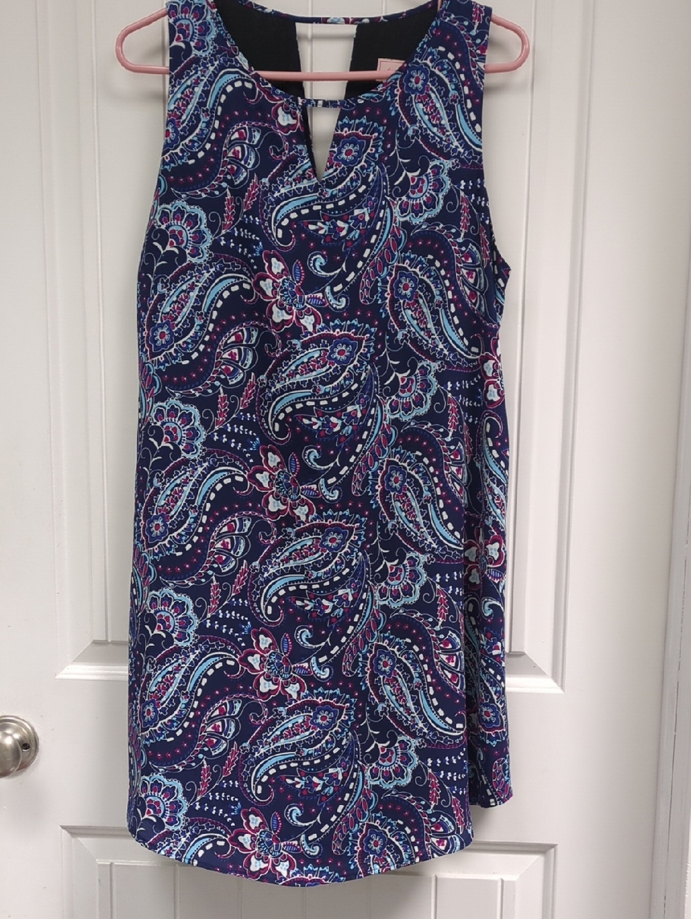 love...ady Navy Paisley Keyhole Shift Dress with Pink & Light Blue Accents